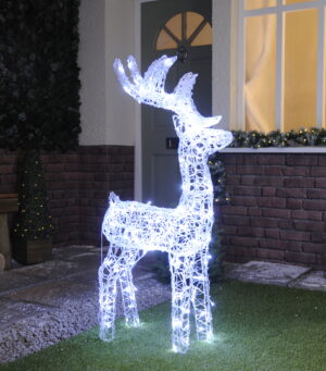 Festive Lit White Soft Acrylic Reindeer 115cm